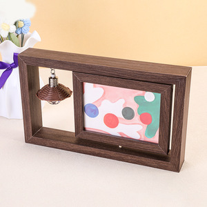 Cadre <span class=keywords><strong>photo</strong></span> rotatif double face <span class=keywords><strong>en</strong></span> bois avec lampe optionnelle, décoration de table pivotante pour photos de couple et de famille, plusieurs tailles, cadres <span class=keywords><strong>en</strong></span> bois - Product Image 3