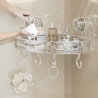 Étagère de salle de bain de style luxe léger Étagère de rangement murale en plastique pour produits de bain Étagère de rangement d'angle murale étanche