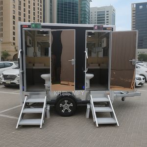 Remolque de Baño Portátil de 2 Cabinas con Ducha, Unidad Exterior Móvil, Doble Puerta, para Uso en Apartamentos, Ecológico, Galvanizado - Product Image 3