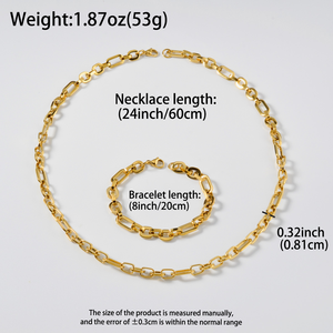 Conjunto de Collar y Pulsera de Cadena Sencilla, Acero Inoxidable, Resistente al Agua, Joyería para Uso Diario - Product Image 6