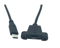 Panelmontage Micro USB 2.0 5-Pin Buchse auf USB 3.1 Typ C Stecker Schraubkabel mit 5A Schnellladung und Reinkupfer