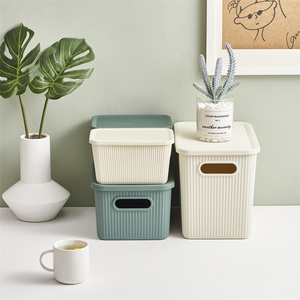 Monr Dọc Sọc Thiết Kế Nhựa Lưu Trữ <span class=keywords><strong>Box</strong></span> Với Nắp Xách Tay Với Xử Lý Stackable Nhựa Tổ Chức Cho Hộ Gia Đình Đồ Lặt Vặt - Product Image 5