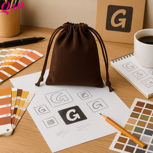 Bolsas de terciopelo personalizadas al por mayor, regalo negro, joyería de moda, para boda - Product Image 2