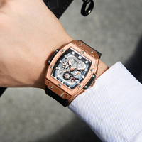 Montre sport carrée en cuir pour homme ONOLA 6819B, mouvement à quartz, cadran en verre minéral, étanche 3 ATM, luxe