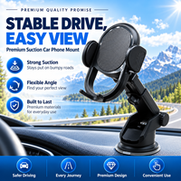 Support de téléphone universel pour voiture à ventouse en plastique, télescopique et réglable, pour grille d'aération et pare-brise, avec navigation GPS