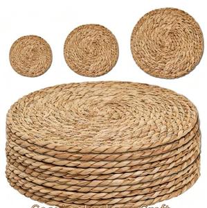 No slip Heat Resistant <b>Mat</b> Natural <b>Round</b> Braided Water Hyacinth Weave Rattan Tablemats Placemats for Dining Table - Product Image 1