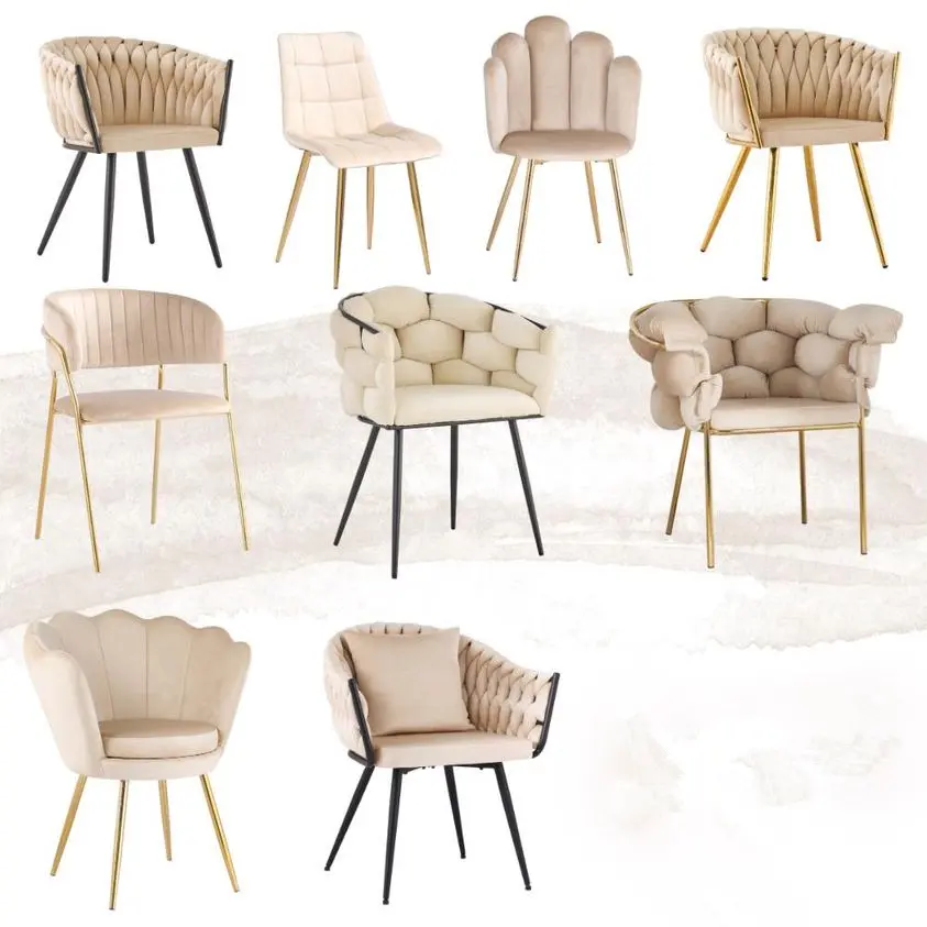 Smdi mobiliário personalizado OEM/ODM azul marinho high-end jantar cadeira metal perna tecido de veludo estilo francês sala de jantar cadeiras