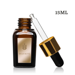 Botellas de Vidrio Ámbar de Alta Calidad para Suero para el Cuidado de la Piel, Cuadradas, de Lujo, con Gotero, de 15 ml, 25 ml, 50 ml, 100 ml, con Serigrafía, para Esencias Cosméticas - Product Image 2