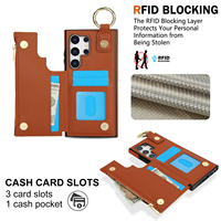 Étui de luxe en similicuir avec porte-cartes et anneau support pour Samsung Galaxy S25 Ultra, S24 Plus, S23, S22, Note20, A51, A73, A16