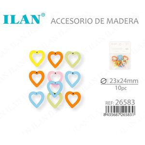 Accesorio de madera en forma de corazón Ilan de 23x24 mm, 10 piezas para manualidades - Product Image 3