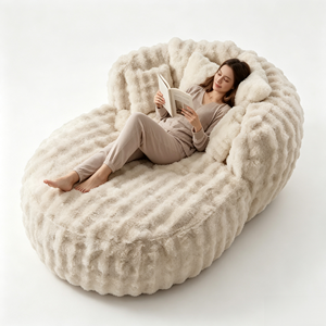 Canapé <span class=keywords><strong>convertible</strong></span> 2-en-1 moderne et minimaliste en velours côtelé avec appui-tête, chaise longue sans cadre en mousse à mémoire de forme compressée - Product Image 2