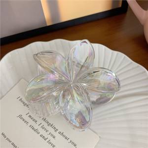 Nouvelles pinces à cheveux transparentes de 8 cm, motif fleur de frangipanier, avec carte, pour femmes et filles - Product Image 4