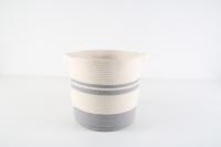 Panier de rangement en corde de coton avec poignées, panier à linge tressé, bac de rangement décoratif rayé pour chambre d'enfant, chambre à coucher, maison
