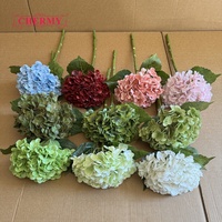 Fleur artificielle Dalian Chermy 154/196 pétales, 21 couleurs, grande tête, blanc, rose, bleu, rouge, toucher réel, hortensia de haute qualité