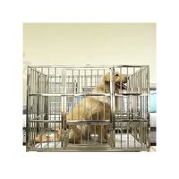 Cage d'intérieur multi-tailles en acier inoxydable pour chiens, plateaux amovibles, grande cage orientable pour animaux de compagnie avec roues de freinage