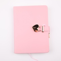 Journal secret en cuir PU rose doré avec cadenas en forme de cœur pour filles, avec clé, logo personnalisé, couverture A5, carnet de notes