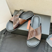 Sandales d'été décontractées pour hommes, style designer, en cuir à brides croisées, texture crocodile et tressée, plusieurs couleurs, haute qualité