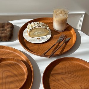 Plateau de service écologique en bois grainé, faux chêne, plat décoratif léger et durable pour la maison, l'hôtel, les mariages, les fêtes de Noël - Product Image 5