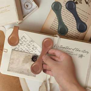 Stocked Genuine Leather Dual-side Magnetic <b>Bookmark</b> Custom <b>Bookmark</b> Clip Buckle Modern Leather <b>Bookmark</b> for GIfts - Product Image 4