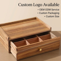 Boîte de rangement personnalisée en bois pour sachets de thé avec tiroir supérieur, coffre de service à thé, boîte de rangement pour service à thé d'accueil