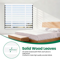 Persianas Enrollables Motorizadas de Madera Maciza Modernas con Control Remoto Eléctrico para Decoración del Hogar, Persianas Opacas de Madera para Ventanas de Cocina