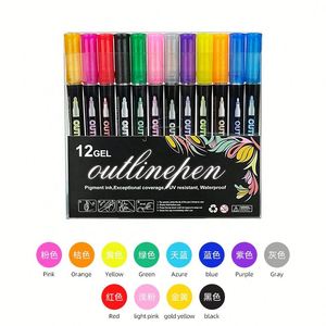 Juego de Marcadores Metálicos de Doble Línea para Decoración Navideña Única de 12 Colores Personalizados, Estructura de Válvula para Dibujar y Escribir B0625 - Product Image 3