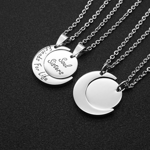 MECYLIFE Conjunto de Collar de Regalo de Mejores Amigos <span class=keywords><strong>Soul</strong></span> Sister Regalos Familiares Collar Colgante de Luna de Acero Inoxidable Joyería de Amistad - Product Image 6