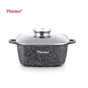Phisma 2025 Top Venda Die Cast Panelas Quadradas De Alumínio Conjunto De Panelas De Revestimento Cerâmico Panela De Cozinha <span class=keywords><strong>Ware</strong></span> Com Tampa De Vidro - Product Image 6