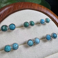 Boucles d'oreilles clous en pierres de guérison en cristal, monture en argent sterling 925, cristal naturel turquoise