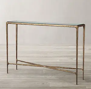 Living room furniture customization indoor use metal base glass console table