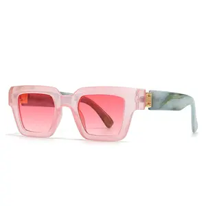 9201 gafas de sol cuadradas rosas vintage de gama alta para mujer 2023 nueva marca de moda marco estampado hombres gafas de sol geniales para conducir UV400