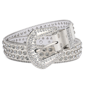 Designer Bb Simon Rivet Strass Sequin Hommes Casual Business <span class=keywords><strong>Ceinture</strong></span> À La Mode Acrylique Diamant Dames Boucle Style <span class=keywords><strong>Ceinture</strong></span> En Cuir - Product Image 5