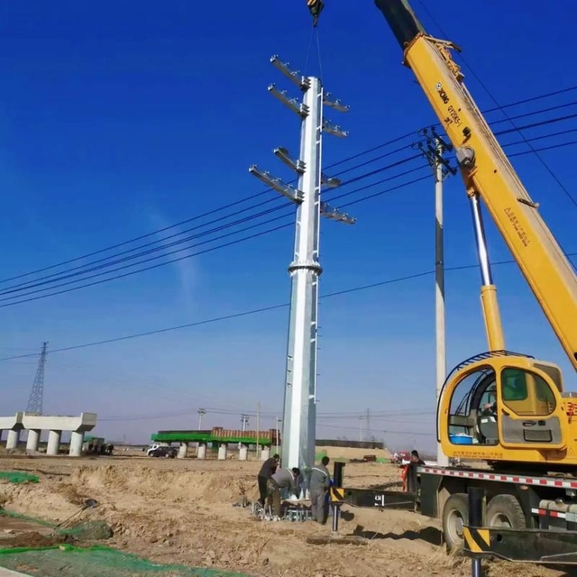 Electric Steel Pole Compact Design Utility 10kv-220kv Electric Transmission Tower Galvanized Steel Monopole Tube Pole