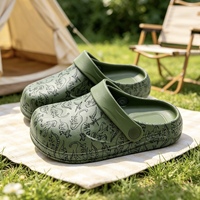 Zuecos EVA Ligeros Antideslizantes para Niños, Diseño Personalizado OEM, Estampado de Dinosaurio T-Rex, Verde Oliva, Verano, Dibujos Animados, para Exteriores