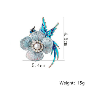 Broches de Flores y Aves Estilo Chino para Mujer, Broches de Perlas y Diamantes de Imitación, Accesorios de Tela para Ropa, Joyería Vintage - Product Image 6