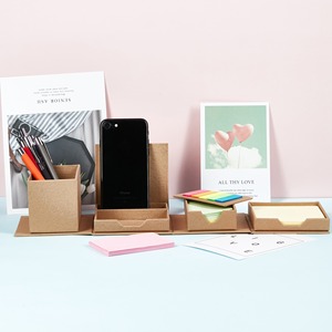 Custom Logo <b>Foldable</b> Kraft Paper <b>Desk</b> Organizer Cube Sticky Notes Memo Holder Page Flags for Corporate Promotional Gifts - Product Image 6