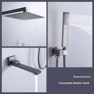 Tùy Chỉnh Brass Quảng Trường Hiện Đại Treo Tường Chrome Vòi Hoa Sen Đặt Lượng Mưa Tay Vòi Hoa Sen Vòi Phòng Tắm Nhúng Giấu Thiết Kế - Product Image 2