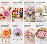 16 pièces/boîte Têtes de roses en savon ultra-réalistes, fleurs artificielles au toucher naturel, pour bouquet de mariage du Nouvel An, décoration intérieure, style européen, DIY