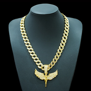<span class=keywords><strong>14K</strong></span> Banhado a Ouro Anjo Asa Pingente Colar com Aço Inoxidável Cadeia de Tênis para Casamentos Festas Presente das Crianças - Product Image 4