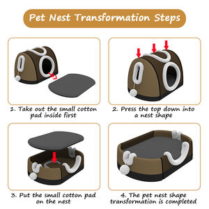 Prodigy PTN01 Factory Direct Custom Luxus Hochwertige Günstige Graue Plüsch Katzen höhle Schlaf betten Haustier haus für Innen katzen - Product Image 5