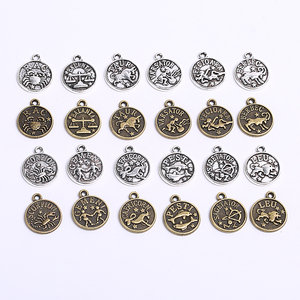 Rotondo <span class=keywords><strong>segno</strong></span> Zodiacale medaglia di fascini 15 millimetri vintage argento in ottone <span class=keywords><strong>segno</strong></span> Zodiacale charms tag 12 <span class=keywords><strong>segni</strong></span> dello Zodiaco costellazione charms tag - Product Image 2