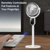 Ventilateur sur pied 3D à circulation d'air, batterie intégrée rechargeable, écran LED, ventilateur électrique domestique 3-en-1 (sur pied, de table et au sol)