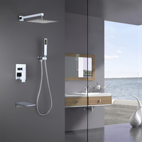 Ensemble de douche numérique or chaud froid en laiton salle de bain mitigeur robinet pluie pomme de douche luxe or avec poignée de douche