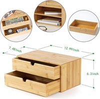 SINCERE bambou 2 tiroirs organisateur de bureau assemblé boîte d'organisation de stockage de table pour bureau maison articles de toilette vanité fournitures non