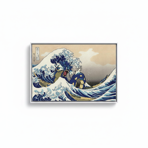 Gyarados Wave <b>Canvas</b> Print Anime Hokusai Mashup Gamer Decor,WHITE <b>FRAMED</b> <b>CANVAS</b> - Product Image 2