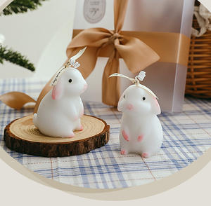 FLORESCENCE hecho a mano encantador conejo de orejas caídas perfumado velas de <span class=keywords><strong>cera</strong></span> de soja hermosa boda cumpleaños decoración - Product Image 1