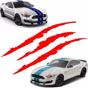 2Pcs À Prova D' Água Adesivos De Carro Reflexivo Monstro Garra Marcas Scratch Stripe Marcas Auto Decalque Farol