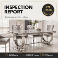 Table à manger de luxe pour la maison, design moderne, base en acier inoxydable, plateau en marbre
