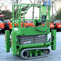300kg Tragfähigkeit 4m 6m 8m 10m Automatische Nivellierung Geländegängige Kleine Raupen-Scherenbühne mit Selbstfahrfunktion