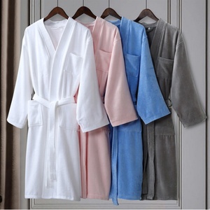 chinese dress ladies Blue & Pink Poplin Cotton Check Dressing Robe main image 1